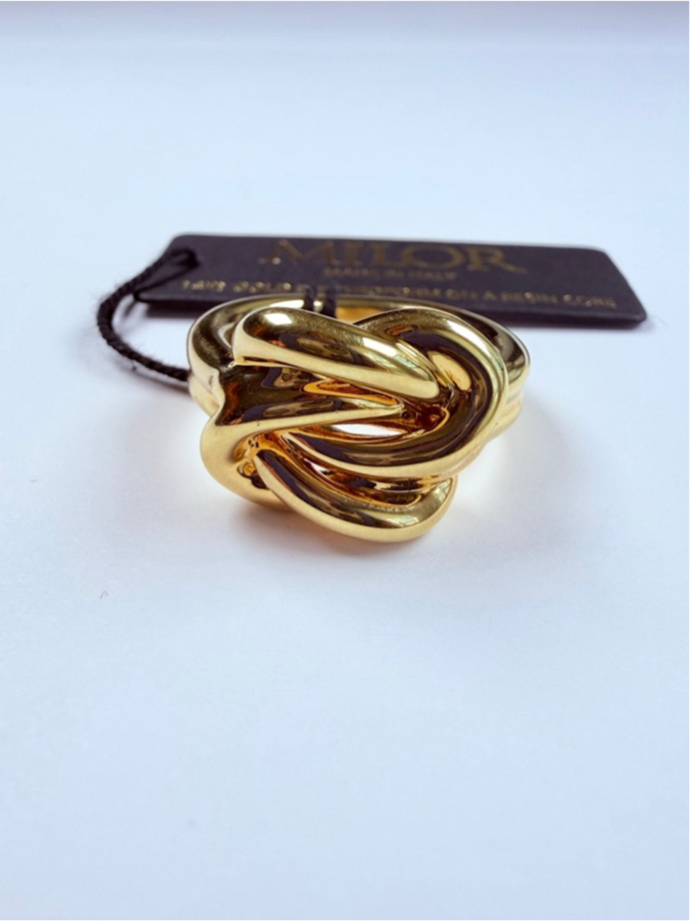 14K Gold Milor Large Dimensional Love Knot Loop Ring Italy BNWT